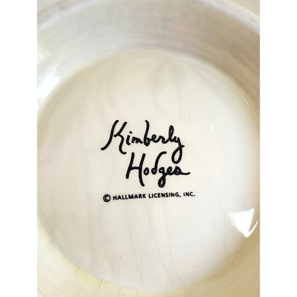 BOWLS-KIMBERLY HODGES-Hallmark-Cereal/Soup/Noodle-Blue-Light Cream-Footed-Set 4 - Picture 10 of 12